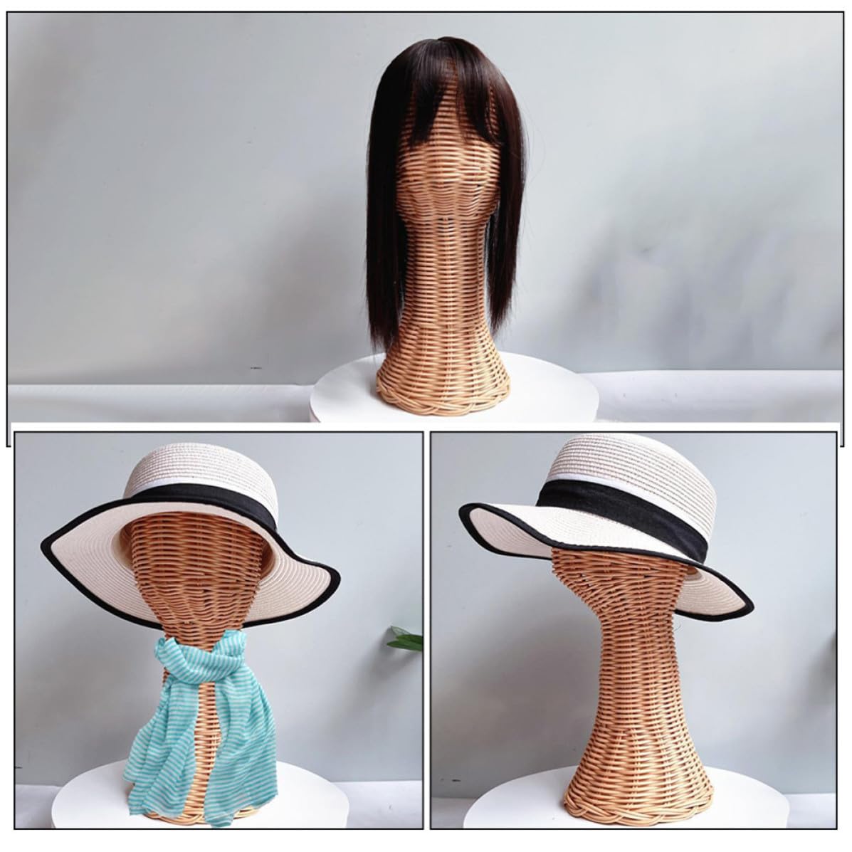 Expositor o Resistente Único Organizar y Hogar para Diseño Gorras de Tejido de Ratán Marrón Construcción Sombreros Tienda