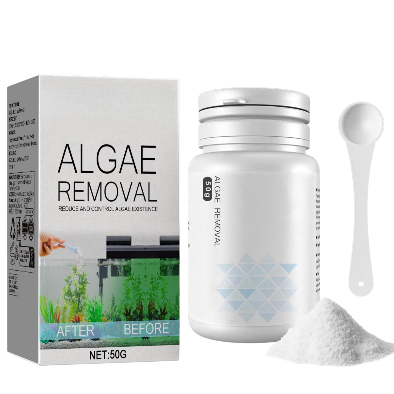 Away Green Fish Tank Cleaner&Aquarium Algae Remover with Spoon(Powder)
