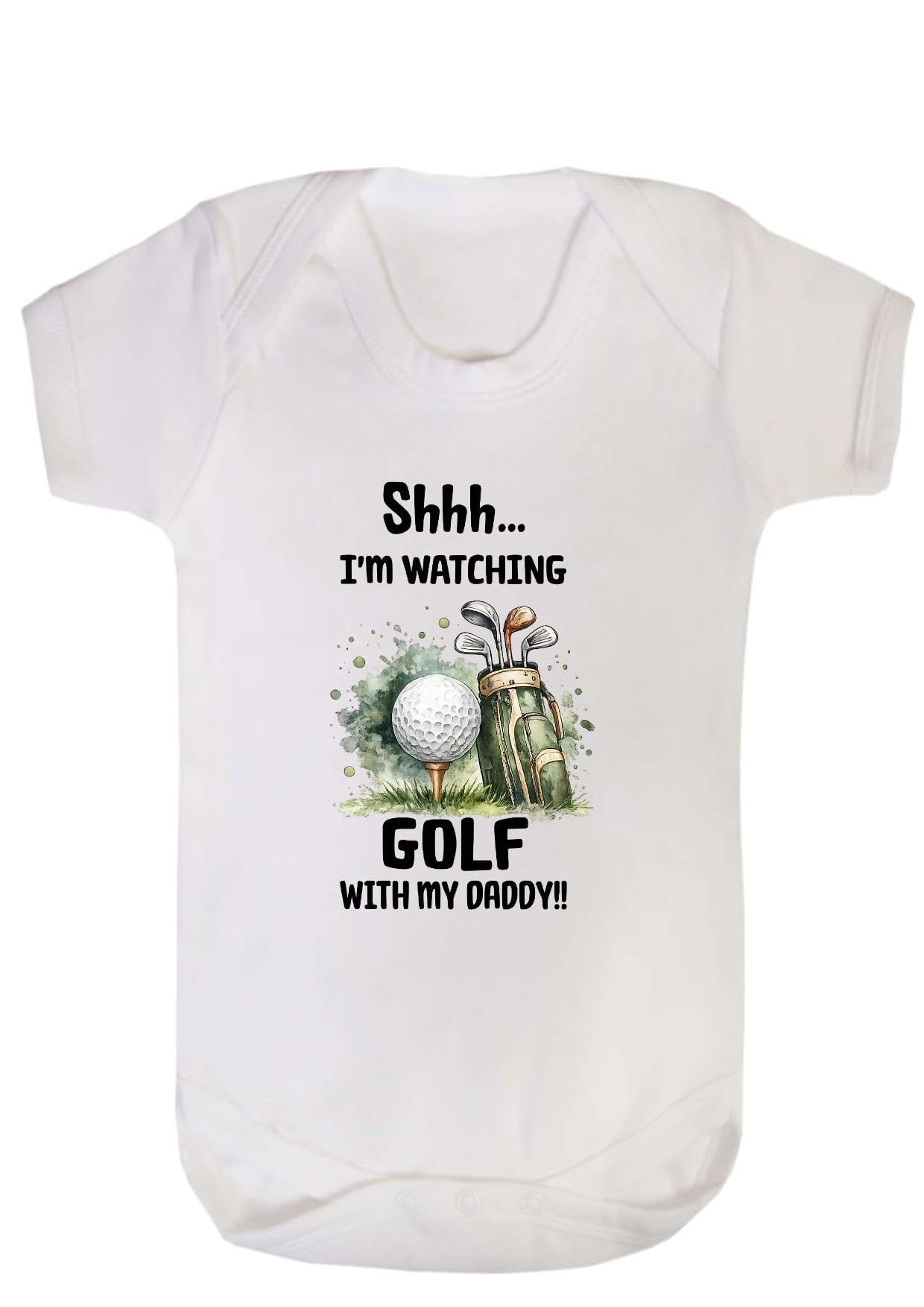TM THREADS Baby Bodysuit, Shhh I'm Watching Golf with My Daddy, Cute Top Outfit (white, 3-6 months)
