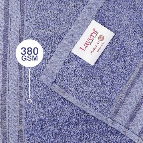 Image of Layers 100% Cotton Bath Towel | True Care Collection | 380 GSM Super Absorbent | Soft & Quick Dry | Shrink & Pill Resistant | Purple Solid Minimalist | 1 Piece for Men & Women | 60 x 120 cm