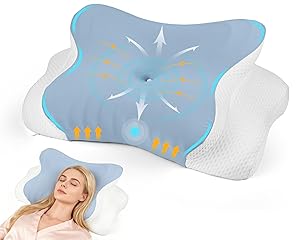 Dreamhigh® Almohada Ergonómica 2 en 1, Alivio Efectivo del Dolor Almohada Cervicales, Almohada Ortopedica para Lado, Espalda y Abdomen, Almohada Cervical Viscoelastica, Tamaño: 62 x 37cm x 14/10cm