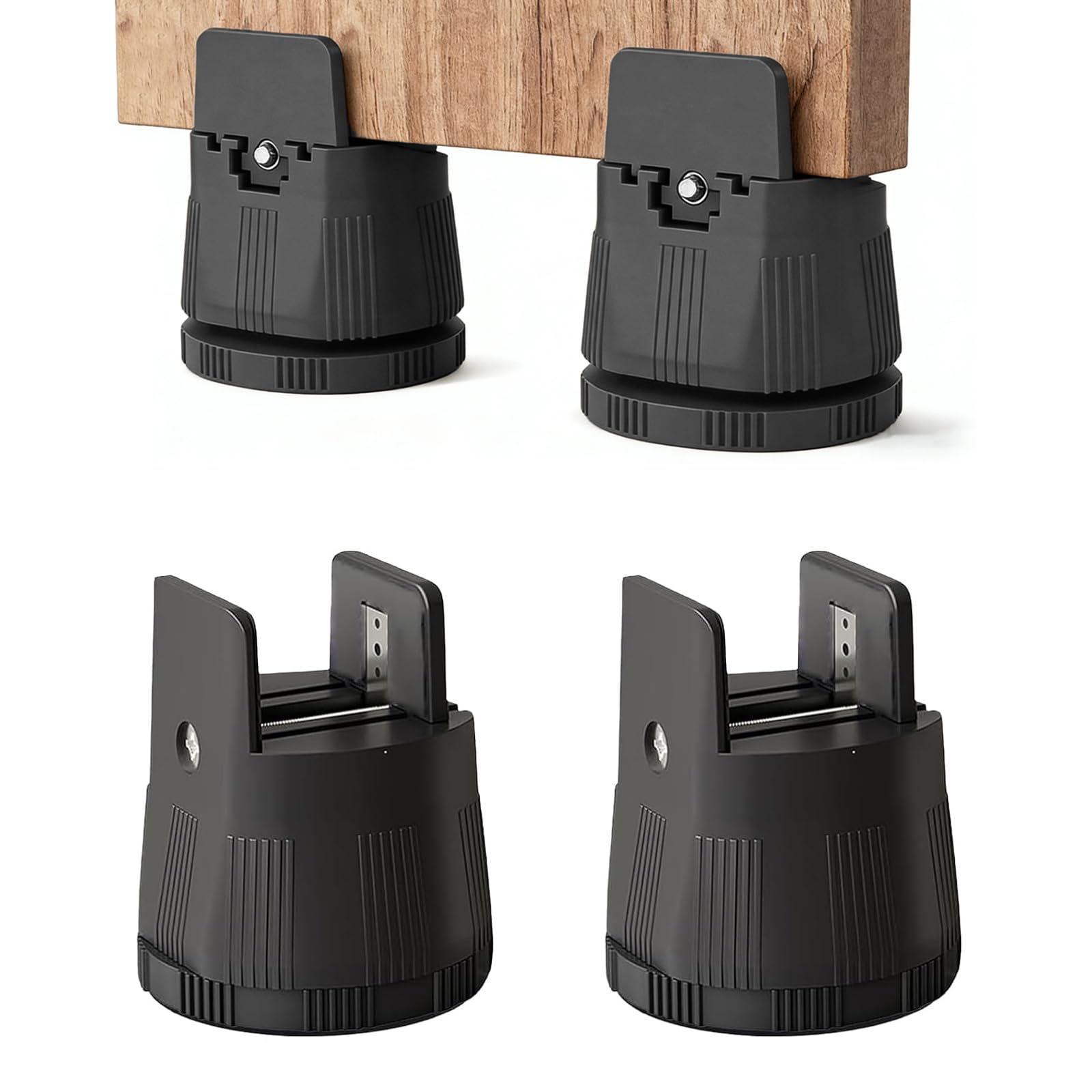 4 Piezas Elevador para Muebles 6-8 cm - Elevador Ajustable para Cama con Abrazadera de Tornillo para Patas de 10-50mm - Elevadores Robustos para Cama, Sofá, Mesa y Silla - Incluye Destornillador
