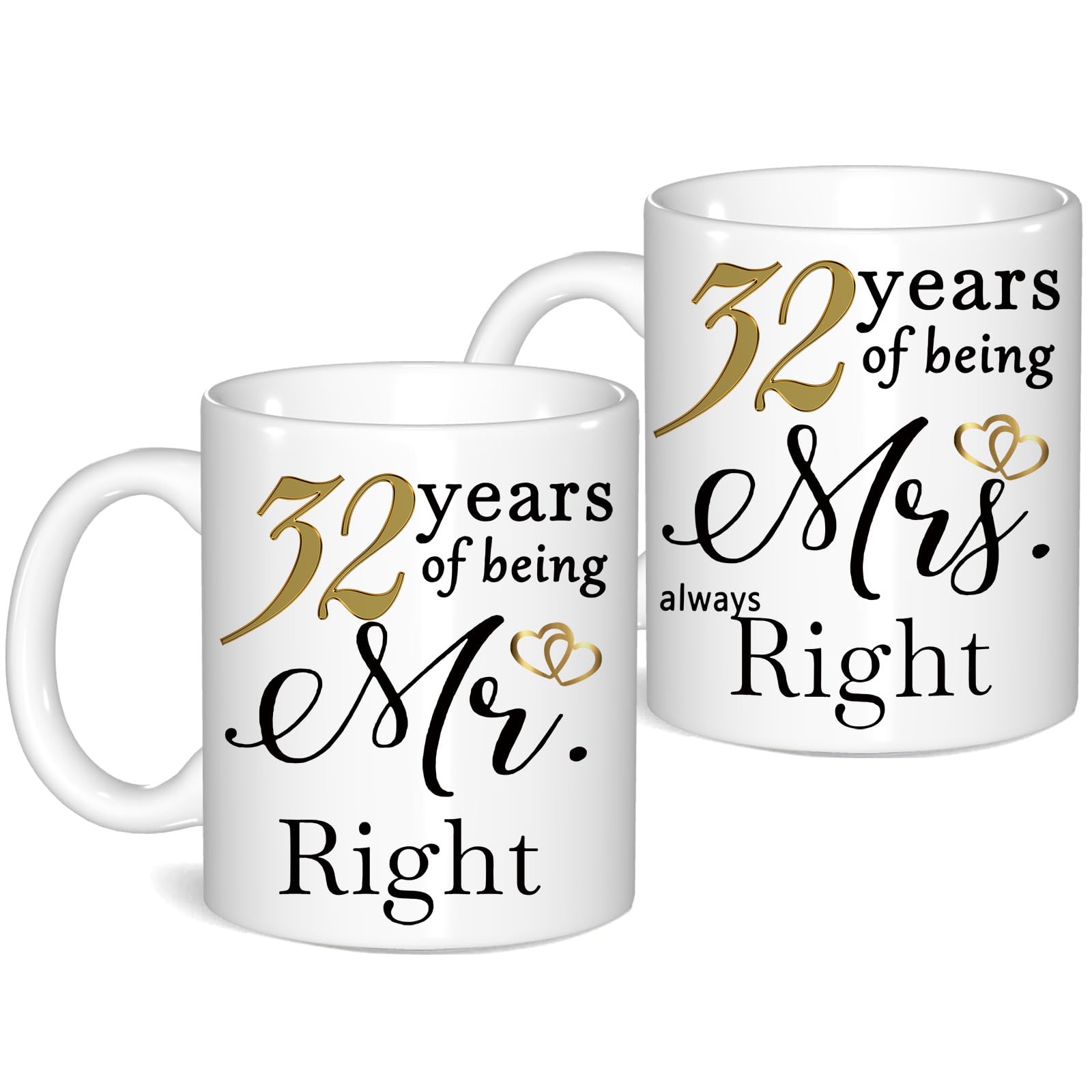 32 Year Anniversary Coffee Mugs Set of 2