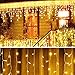 XLCFJUSZ Warm White 10 Ft 96 Led Window Curtain Icicle String Lights for Wedding Party Home Garden Bedroom Outdoor Indoor Wall Decorations