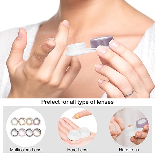 Miniatura 5 de GoodSing 3 fundas para lentes de contacto, insertadorremovedor de lentes de contacto portátil y pinzas con espejo para viajes, hogar, al aire libre,