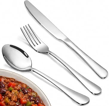 Silverware Set,SANTUO Stainless Steel Knives Spoon Forks Set for Home, Kitchen and Restaurant, Mirror Polished& Dishwasher Safe 12pcs-Silverware set