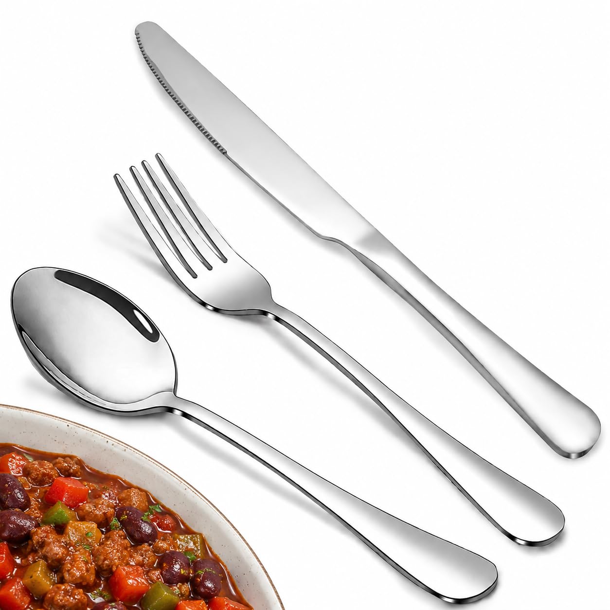 SANTUO - Juego de cubiertos de acero inoxidable para el hogar, cocina y restaurante, pulido con espejo y apto para lavavajillas (juego de 12 piezas)
