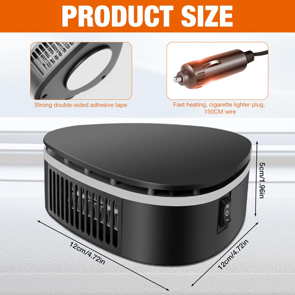 Calentador de Coche 12 V 120 W, Calefactor Coche，2 en 1 de Frío/Calo Calentador Portátil para Coche 360 Grados de rotación con Calentamiento Rápido con Encendedor de Cigarrillos