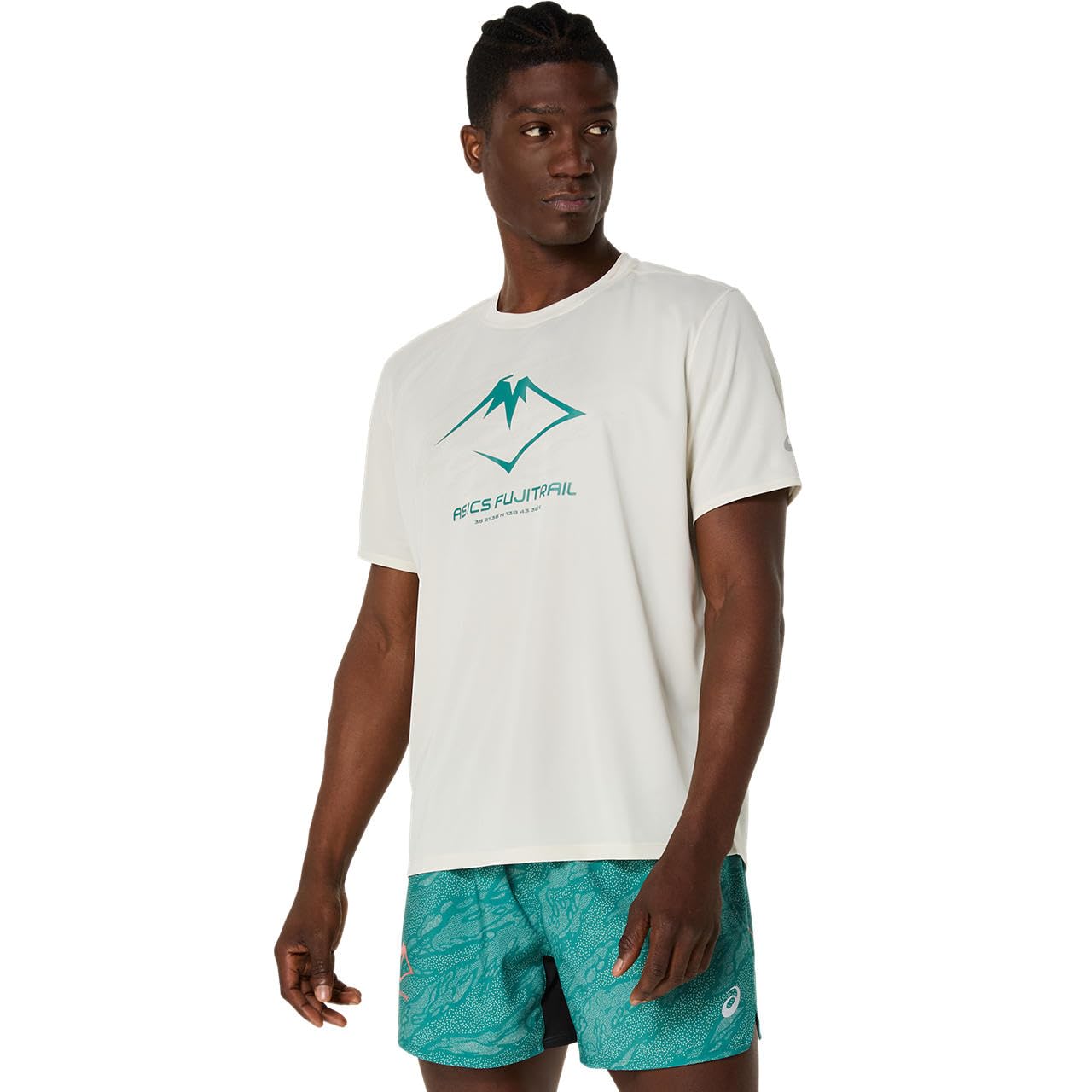 Buy ASICS Mens Birch/White SAGE/Rainy Lake Fujitrail Logo SS TOP