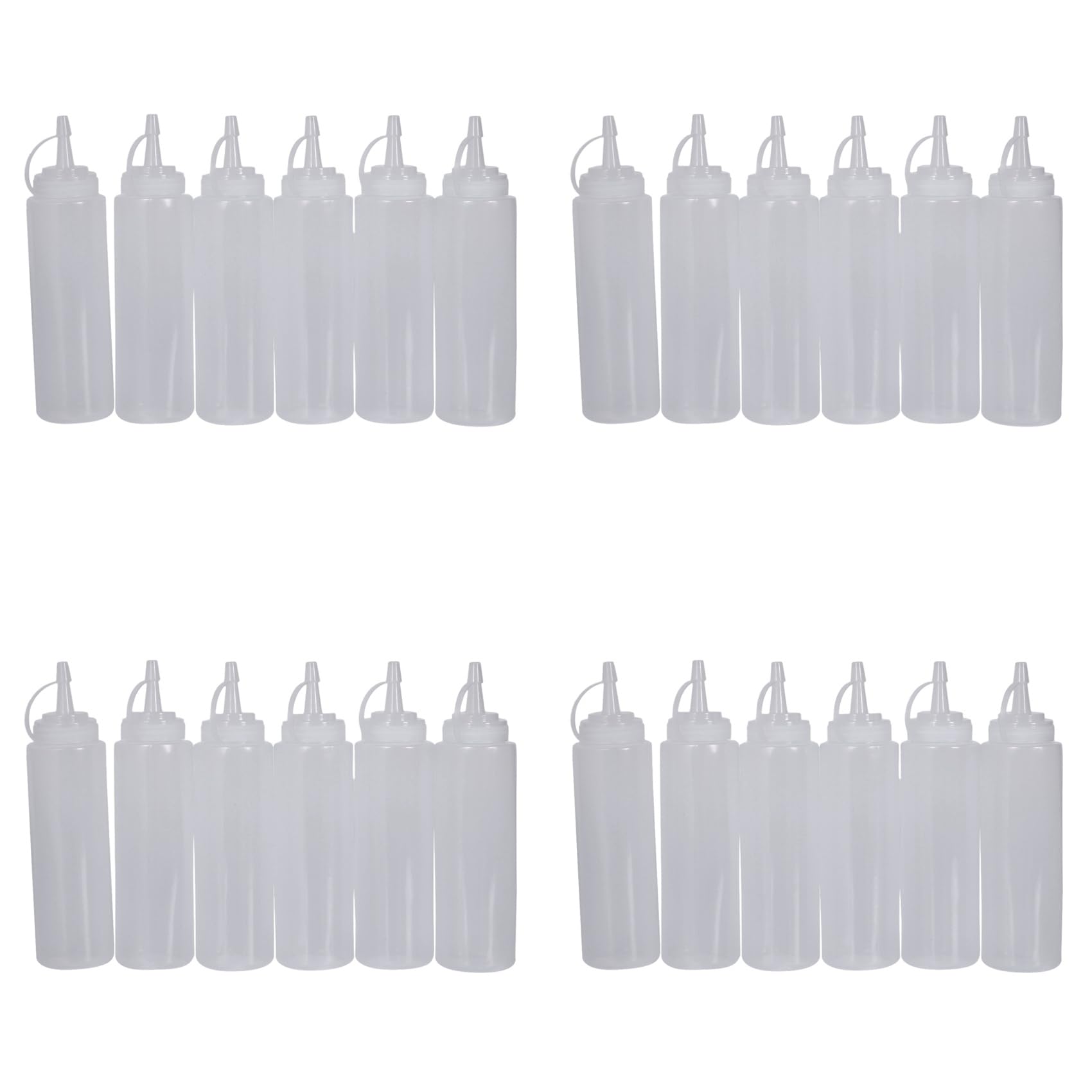 24X Bottiglie di Olio di Cruet di Ketchup di Plastica Bianca della Salsa di Compressione 8Oz