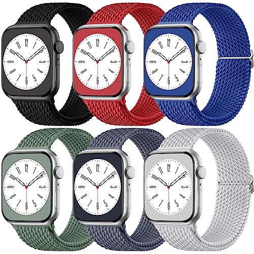 Witzon Stretchy Nylon Braided Solo Loop Compatible with Apple Watch Band Series 7 45mm 41mm Women Men, Breathable Sport Strap for iWatch Apple Watch Bands 38mm 40mm 42mm 44mm Series SE 6 5 4 3 2 1