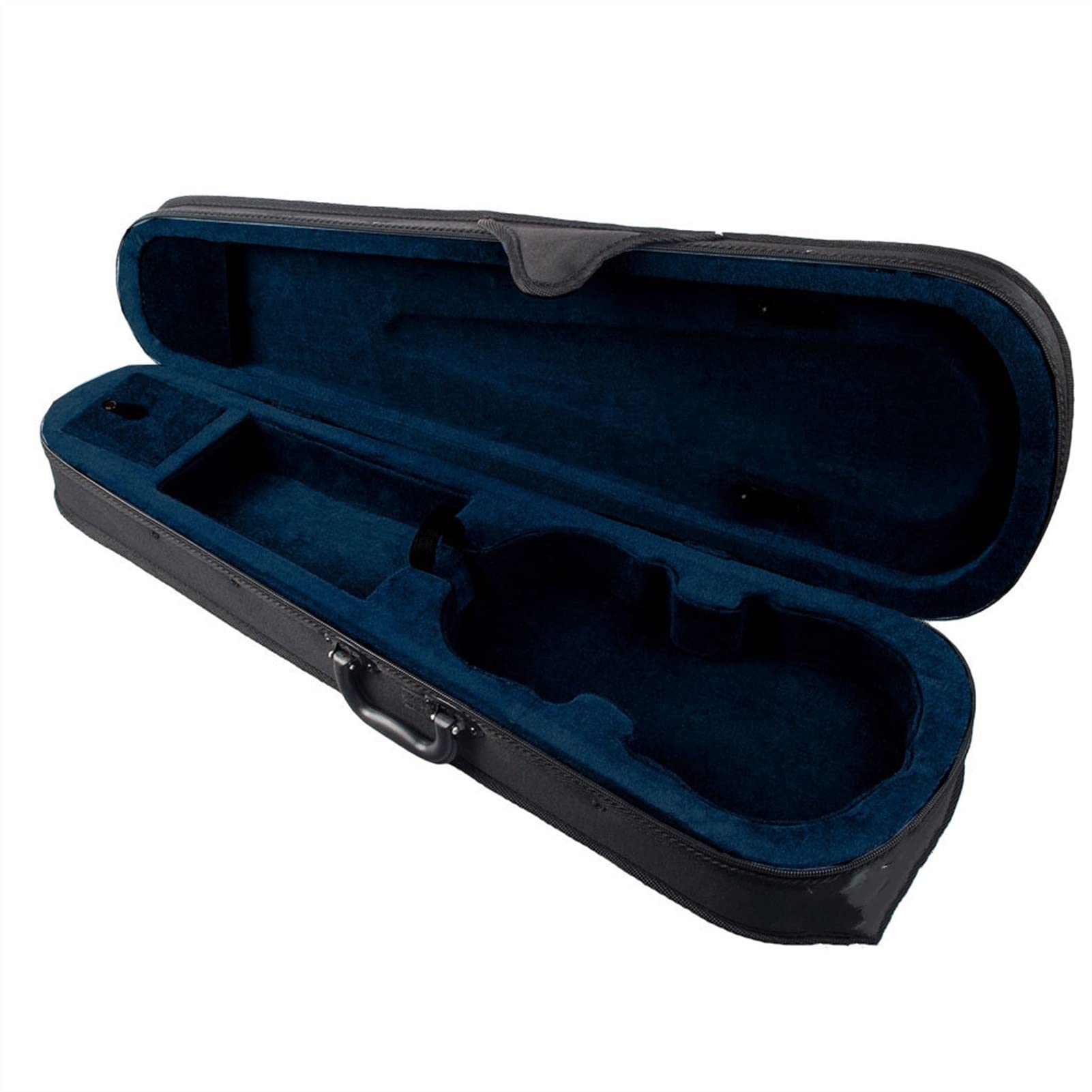 FLFL Estuche para violín Ligero 1/4 Tamaño Caja De Triángulo De Violín Acústico Cubierta Negra Interior Azul Oscuro con Correas De Bolsillo De Libros