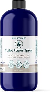 PRISTINE Toilet Paper Spray Instead of Wipes and Bidets - Like Foam Alternative and Gel Alternatives to Wipes, is a Refreshing Bidet Attachment Substitute, Rustic Bergamot, 32 fl oz Refill