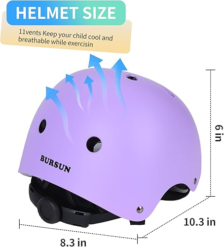 Miniatura 9 de BURSUN - Casco de bicicleta para niños con ventilación y ajustable, para niños de 2 a 14 años, casco multideportivo para patineta, patinaje,