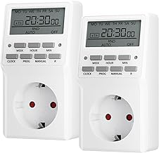 HBN 2 x Digital Timer Weekly Timer with 20 Switching Programmes Timer Socket for Indoor Use Countdown Random Function Summer Timer Max. 3680 W