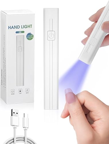 MIRAGE LAYON Luz UV de mano para uñas, mini luz de uñas para uñas de gel, lámpara LED de uñas, mini secadora de uñas portátil para curar esmalte de