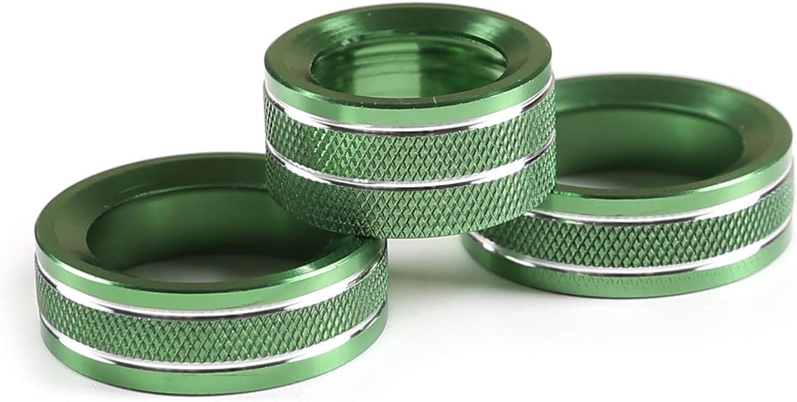 3 Pcs Car Aluminum Alloy Rear View Mirror Adjustment and Volume Knob Cover Trim for Toyota Tacoma 2015 2016 2017 2018 2019 2020 2021 2022 2023(Green) image 2