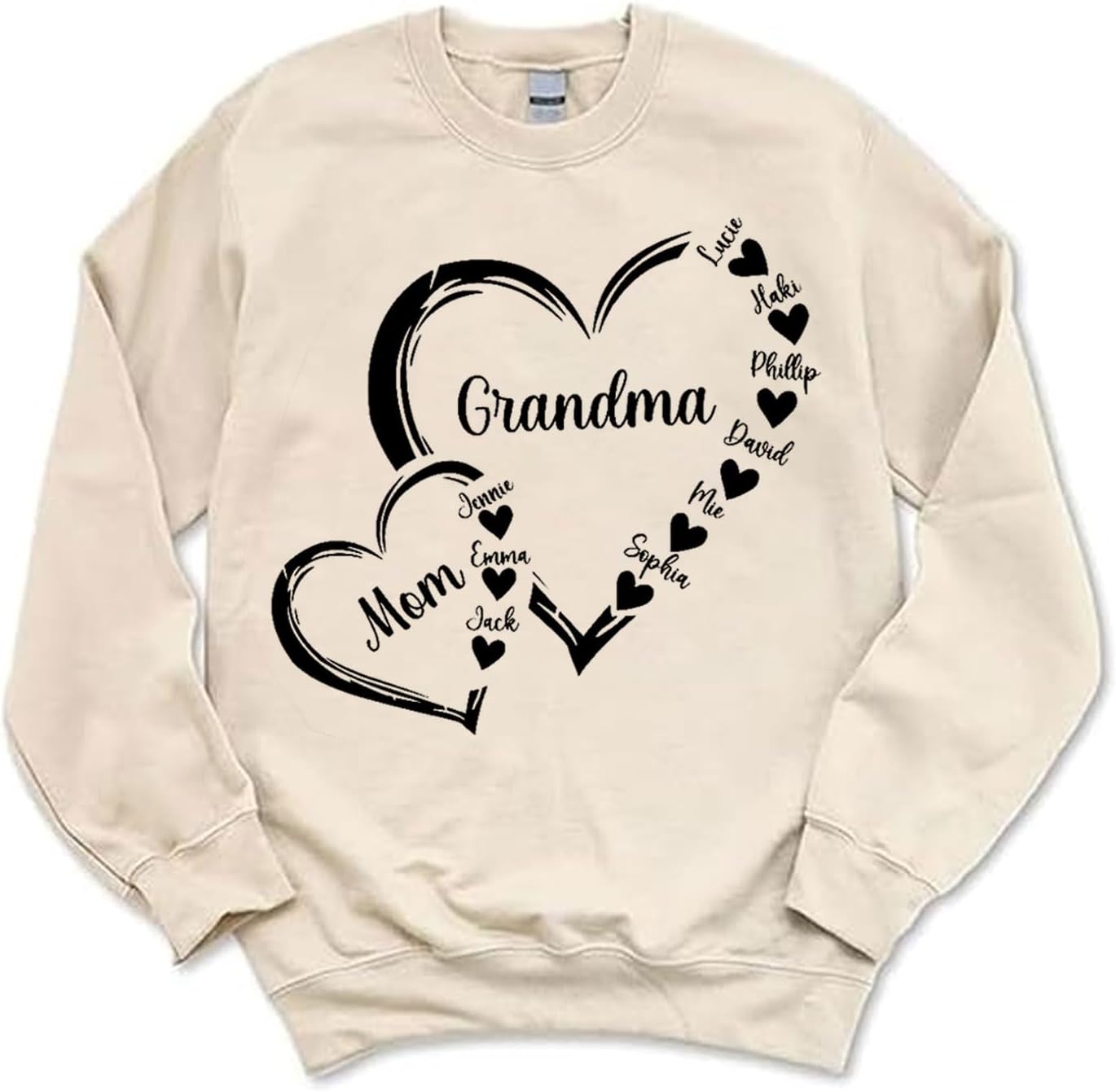 NAZENTI Personalized Mom Grandma & Grandkids Hearts Sweatshirt, Grandma Sweatshirts for Women, Birthday Gifts for Mom Grandma