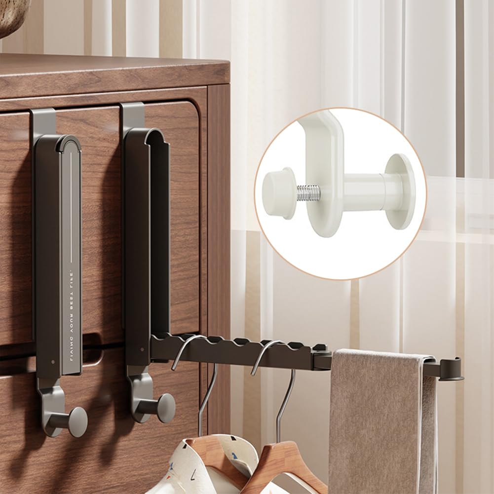 Perchero Puerta Plegable 2 Unidades - Perchero Plegable para Puerta Sin Taladrar, Gancho de Puerta para Colgar Ropa Que Ahorran Espacio, para Balcón, Dormitorio, Cuarto de Baño, Lavandería, Negro