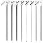 OK5STAR Metal Tent Stakes Heavy Duty 9 Inch, 8 Pack Anti-Rust Galvanized Steel Camping Tarp Stakes, Ground Stakes Yard Stakes Canopy Anchors for Inflatables, Outdoor Decorations