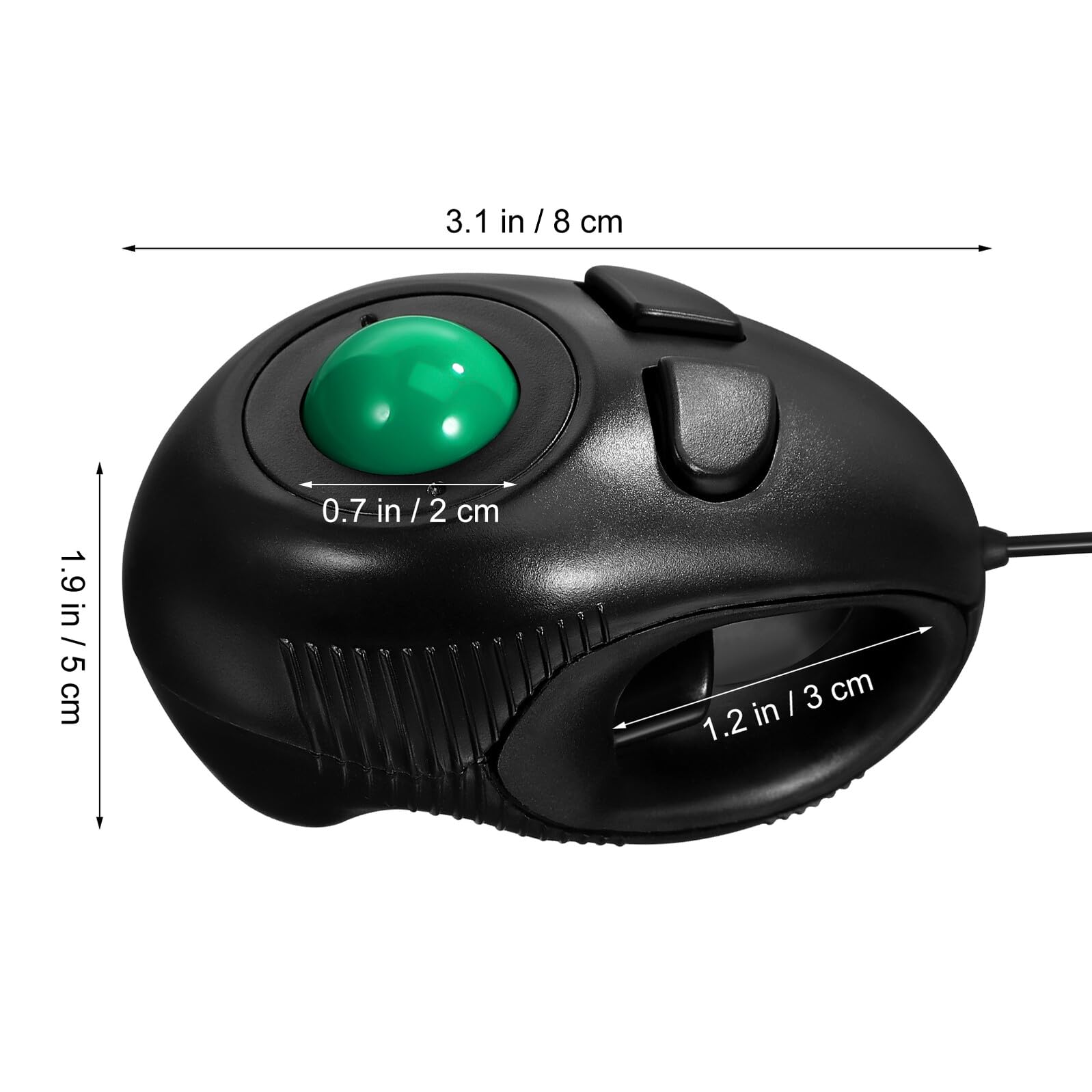 iplusmile Mouse Ergonomico con Trackball 4D USB Cablato Portatile per Laptop e Desktop con Controllo Pollice, Design Compatto in Plastica Rigida Nera per Ufficio e Viaggio