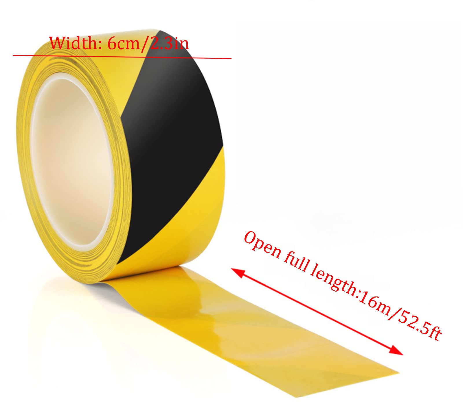 Nicht klebendes Absperrband zur Gefahrenwarnung for Versorgungsunternehmen, 60 mm x 16 m, Sicherheitsbänder, Bodenband I, Warnband, ideal for soziale Distanzierung, Bodenband und Boden-F-Band Kl