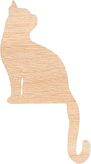 Cat Door Topper - Wooden Cat Cutouts for Crafts, Elegant Wood Cat Silhouette for Wreath, Cat Cutout Design for Artistic Creations and Home Decor, Ideal for Craft Projects (3mm Plywood, 7")