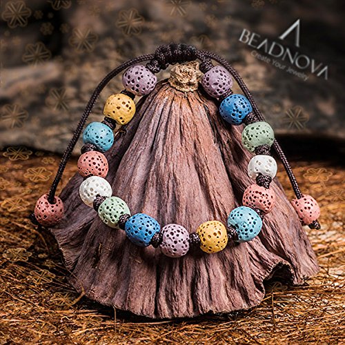Image of BEADNOVA 6mm Color Lava Beads Natural Crystal Stone Gemstone Round Loose Energy Healing Beads for Jewelry Making (6mm, 60-62pcs, Mix Color)