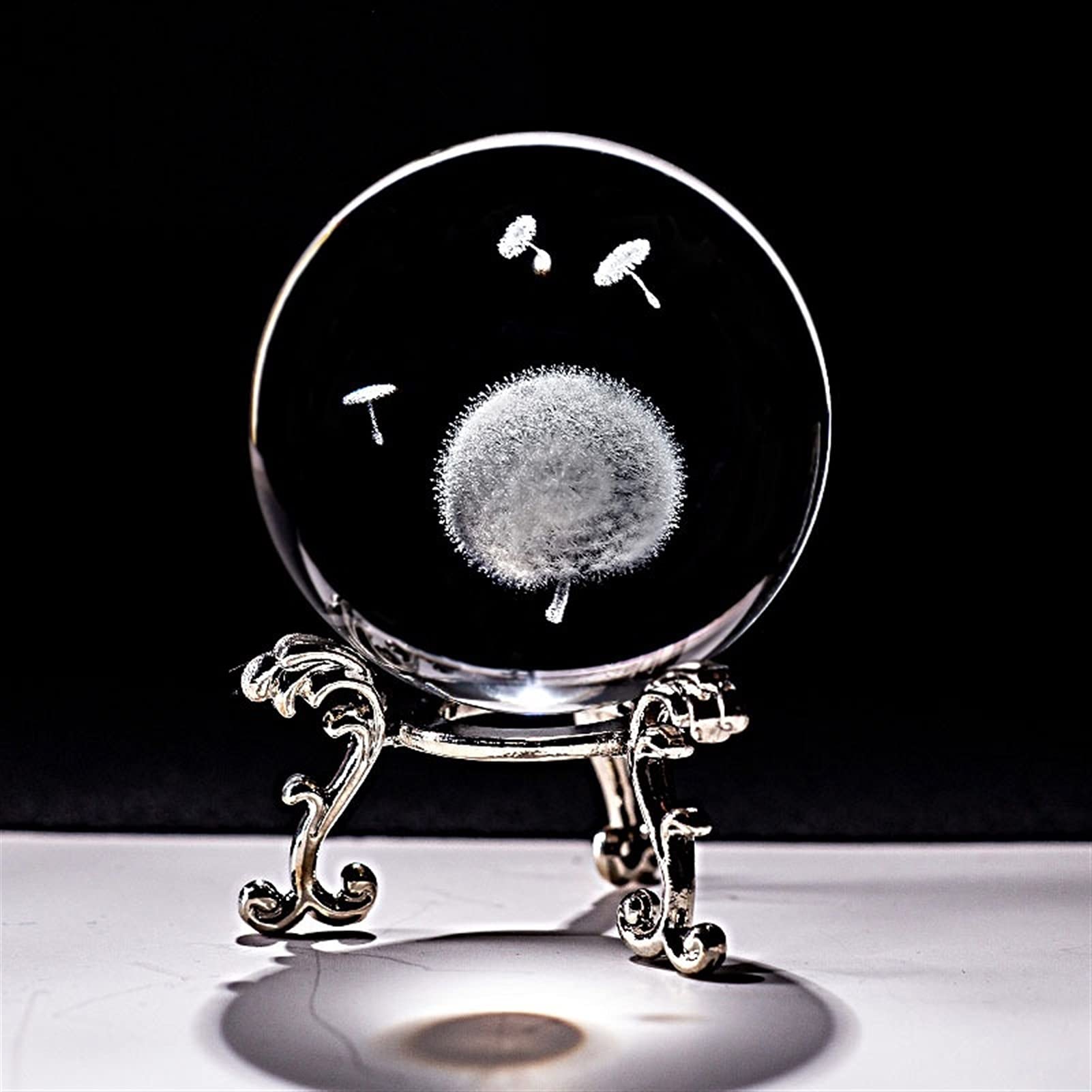 Bola de Cristal (en la Magia Occidental) Crystal 3D Bola Láser Grabado Diente de León Miniatura Globo Globo Esfera Hogar Decorativo Ornamento Artesanía Regalos Bola de Cristal(Only Ball)