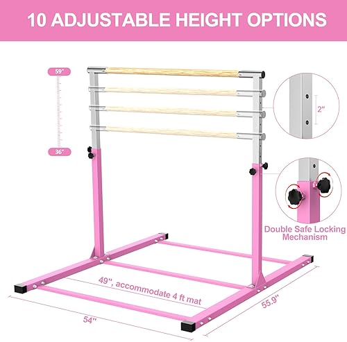 Miniatura 10 de SHIWEI Barra de entrenamiento de gimnasia, altura ajustable, barra horizontal de 3 pies a 5 pies para niños