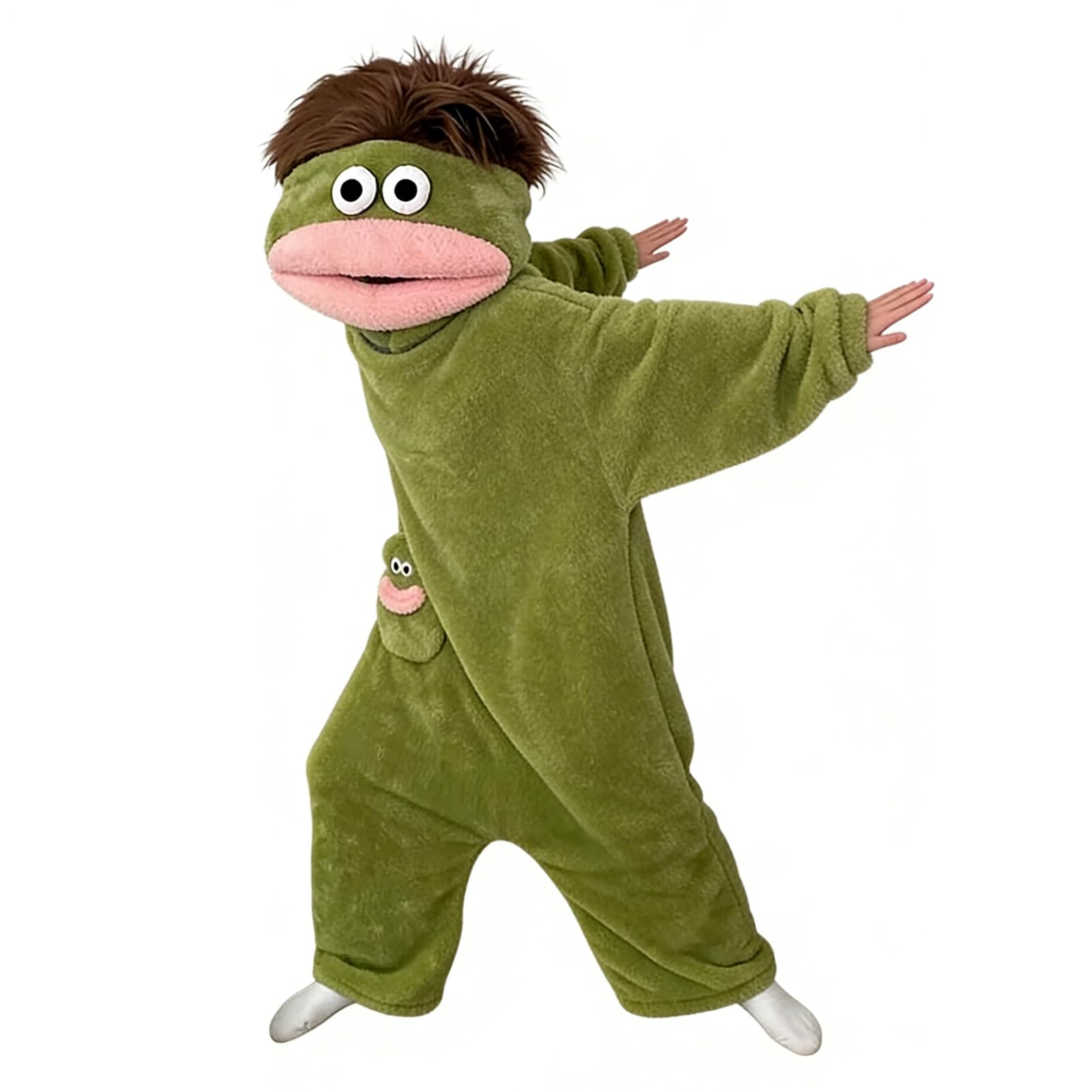 Genérico Pijama Mono De Lana con Capucha De Monstruo Verde, Mono Tonto, Ropa De Linda De Grande, para Hombres, Mujeres, Durmientes, Película En Casa, Noche, De Disfraces De