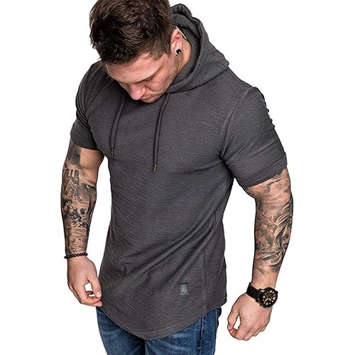 Mens Fashion Athletic Hoodies Sport Sweatshirt Solid Color Fleece Pullover