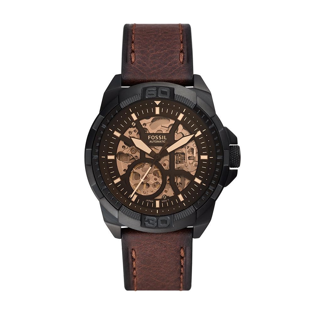Fossil Bronson Herrenuhr, 44mm Automatikuhrwerk mit Edelstahl- oder Lederarmband