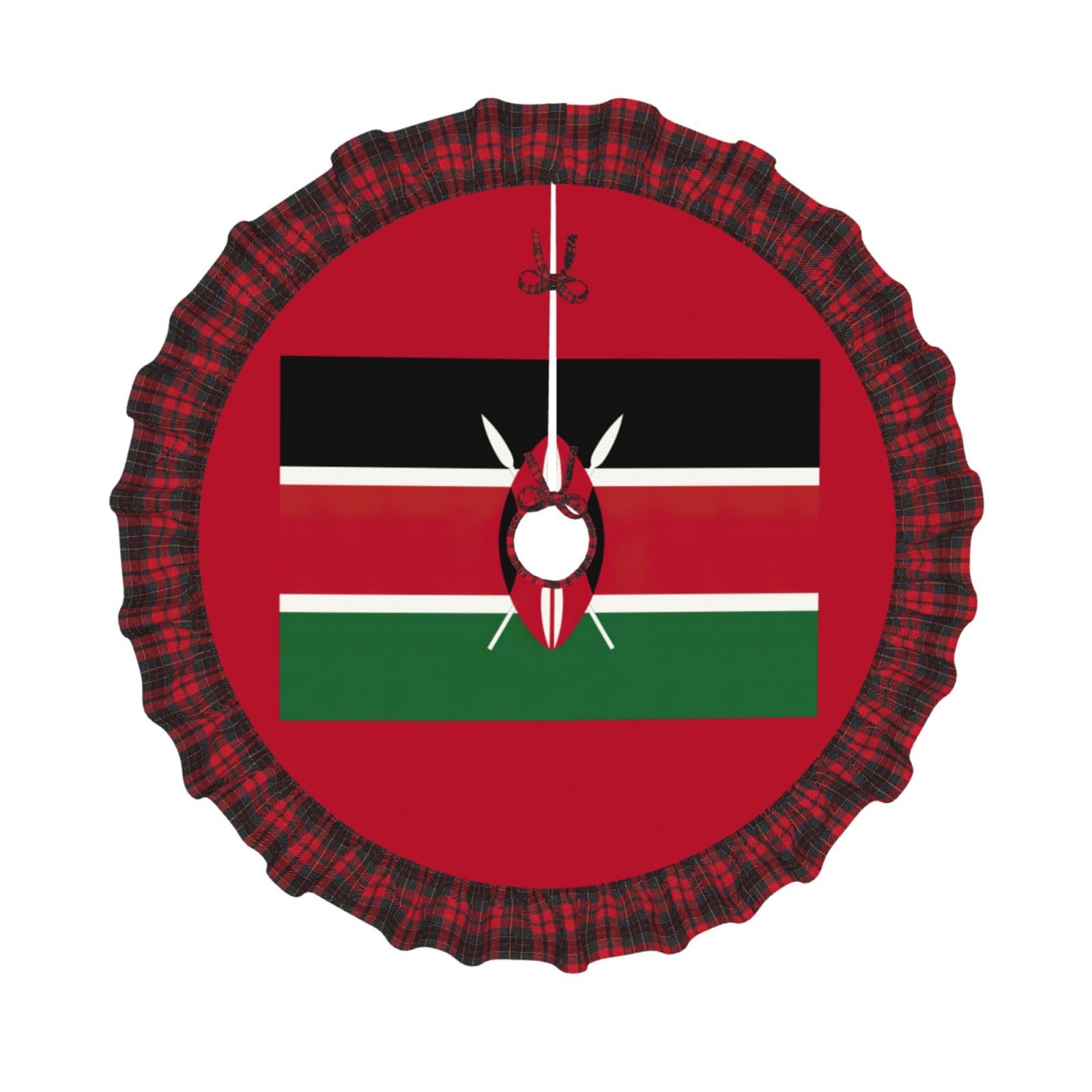 Jupe de sapin de Noël Kenya pour cacher le pied du sapin avec un élégant contour écossais chic