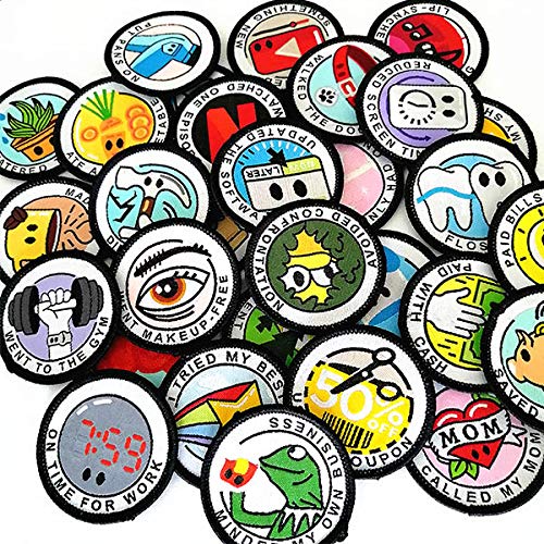 30 Pieces Funny Embroidered Patches Iron on or Sew on Patches Appliques for Clothes Jackets Jeans Backpack Caps