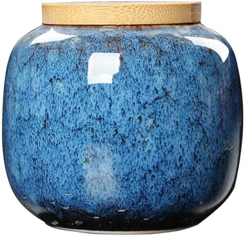 123Arts Recipiente de té de cerámica con tapa de madera sellada