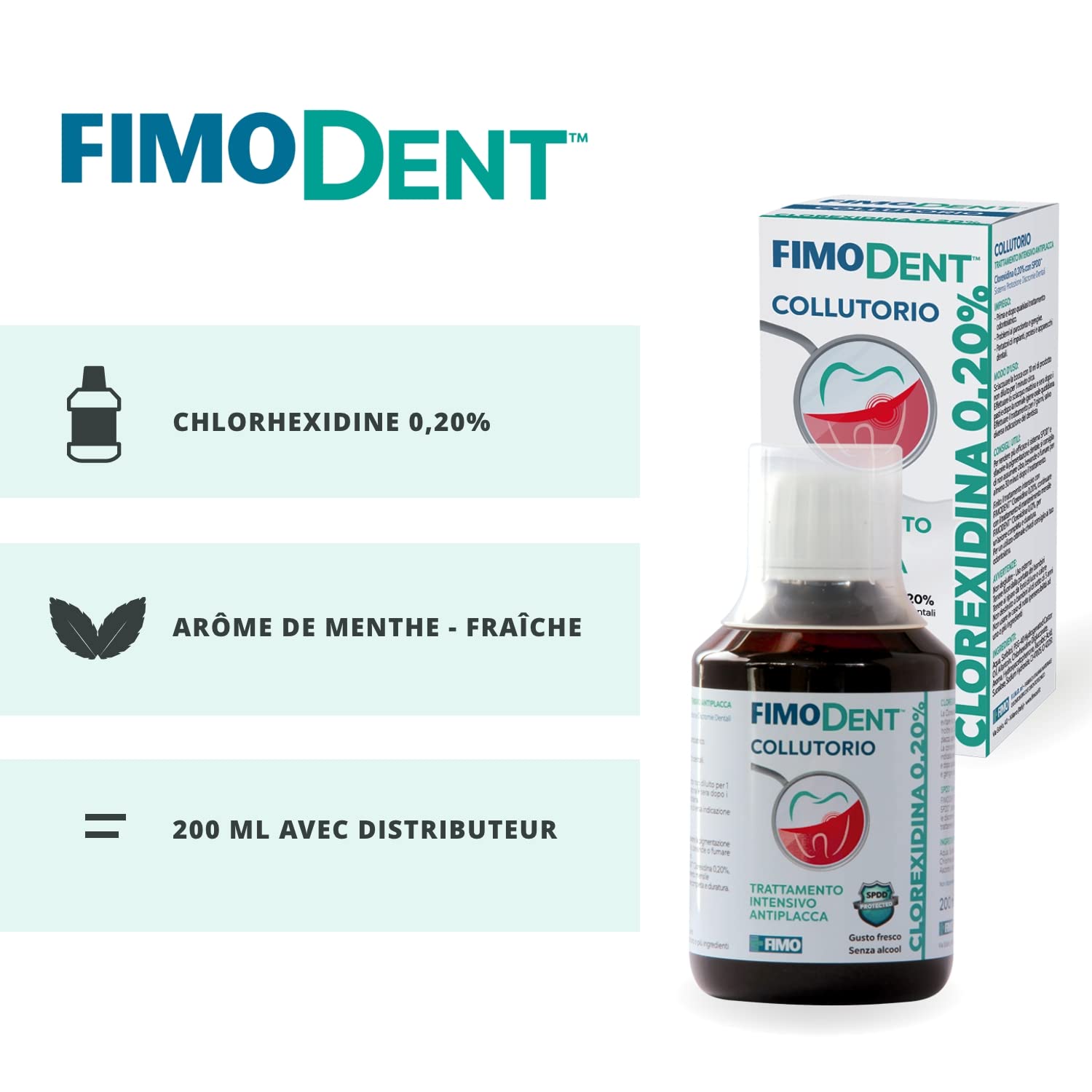 Codzienny płyn do płukania jamy ustnej, 0,20% chlorheksydyny i fluorku - codzienna ochrona próchnicy, dziąseł i oddechu - aromat miętowy, 200ml