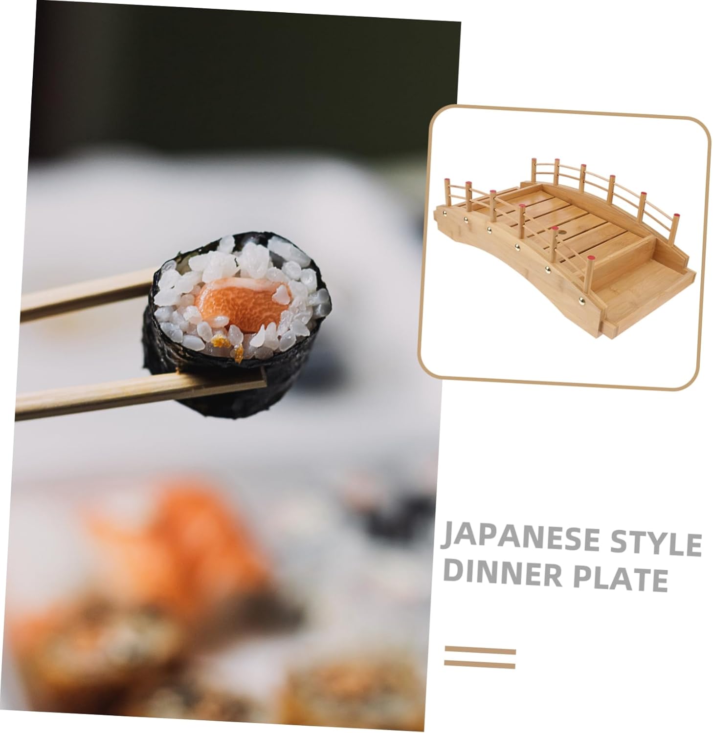 Hemoton Practical Bamboo Sushi Platter Large Capacity Japanese Tray Sushi Plate Serving Set