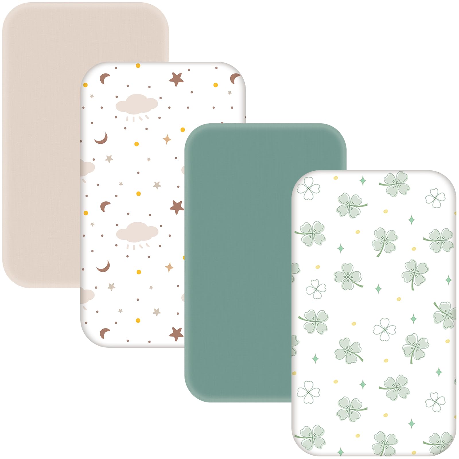 4 Pack Bassinet Sheets - 35"x20" Bedside Bassinet Sheets for Newton, Ezebaby, Angelbliss, AMKE(3 in 1) & Other Large Bedside Sleeper | Ultra Soft &