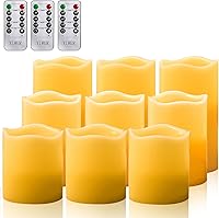 Vista 13 de Juego de velas sin llama de plástico YIWER, a batería, impermeables, 18 unidades: velas con cuerpo de cera marfil parpadeante, incluye