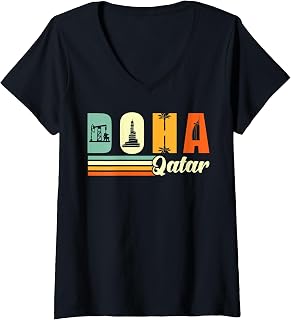 Womens Souvenir Doha Qatar V-Neck T-Shirt