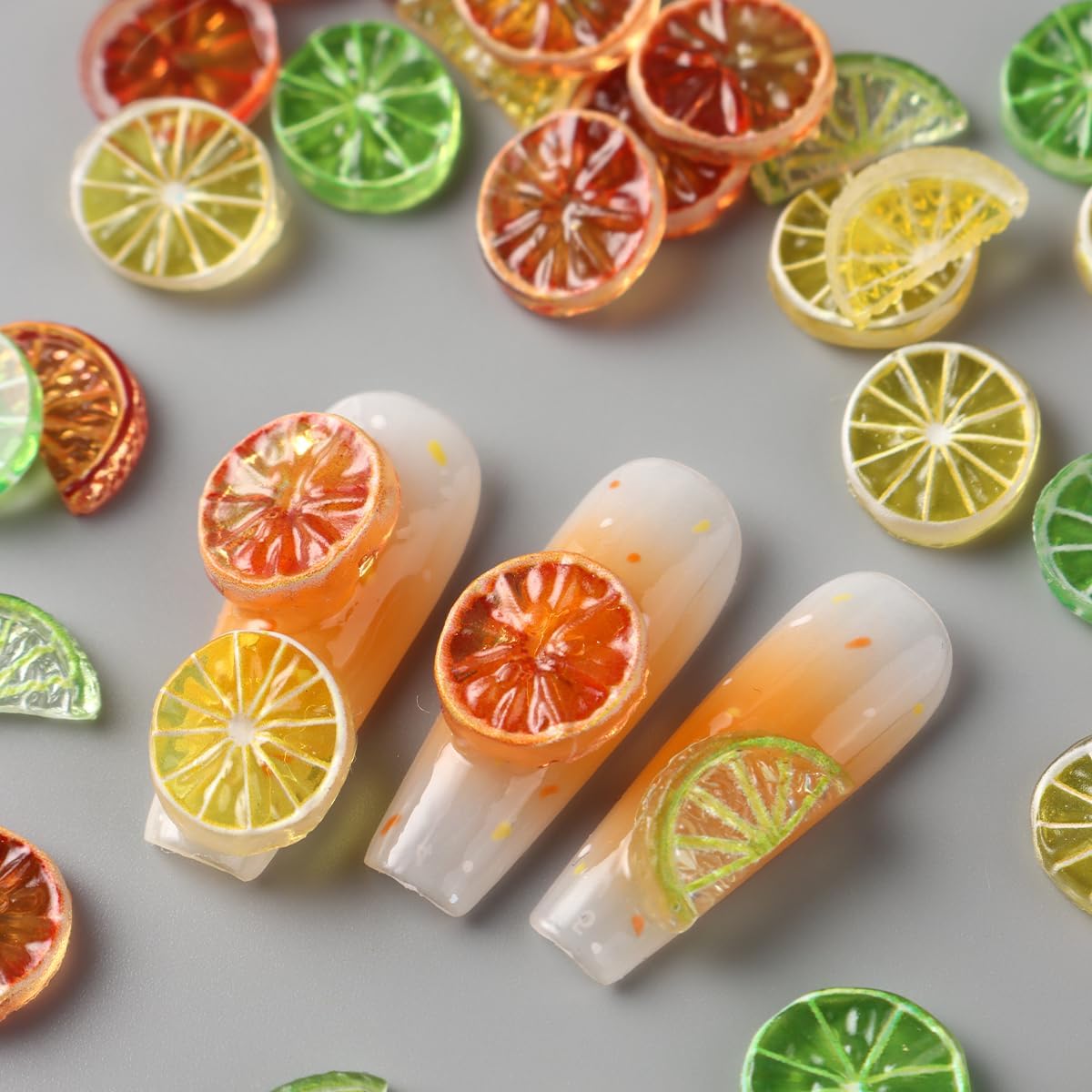120Pcs Summer Fruit Lemon Nails Charms 3D Resin Fruit Nail Art Rhinestones Colorful Lemons Fruits Nail Jewelry Mixed Lemon Nail Gems Acrylic Fruits Nail Diamond Nails Supplies for Women DIY Nail Decor image 4