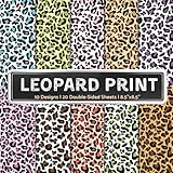  Leopard Print Scrapbook Paper Craft Pad: 10 Leopard Pattern Designs, 20 Double-Sided Sheets Printed on 8.5\