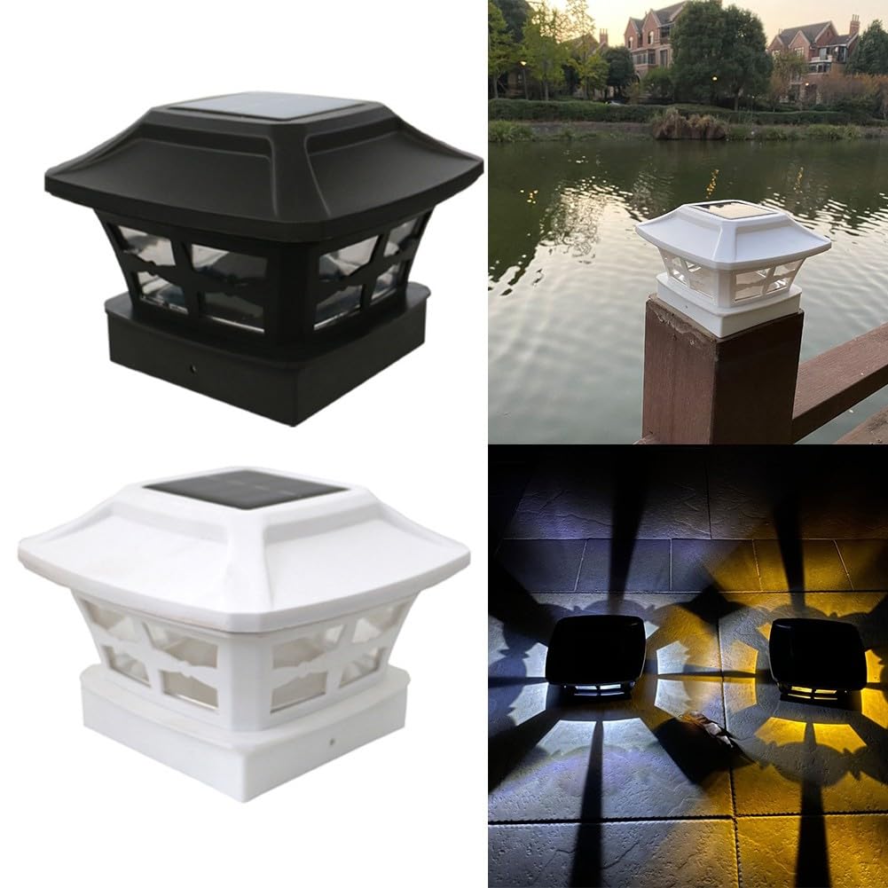 Luces solares para postes de 4 x 4, 5 x 5, 6 x 6 pulgadas, para valla de jardín LED renacentista para iluminación, IP44 resistente a la intemperie, paquete de 4