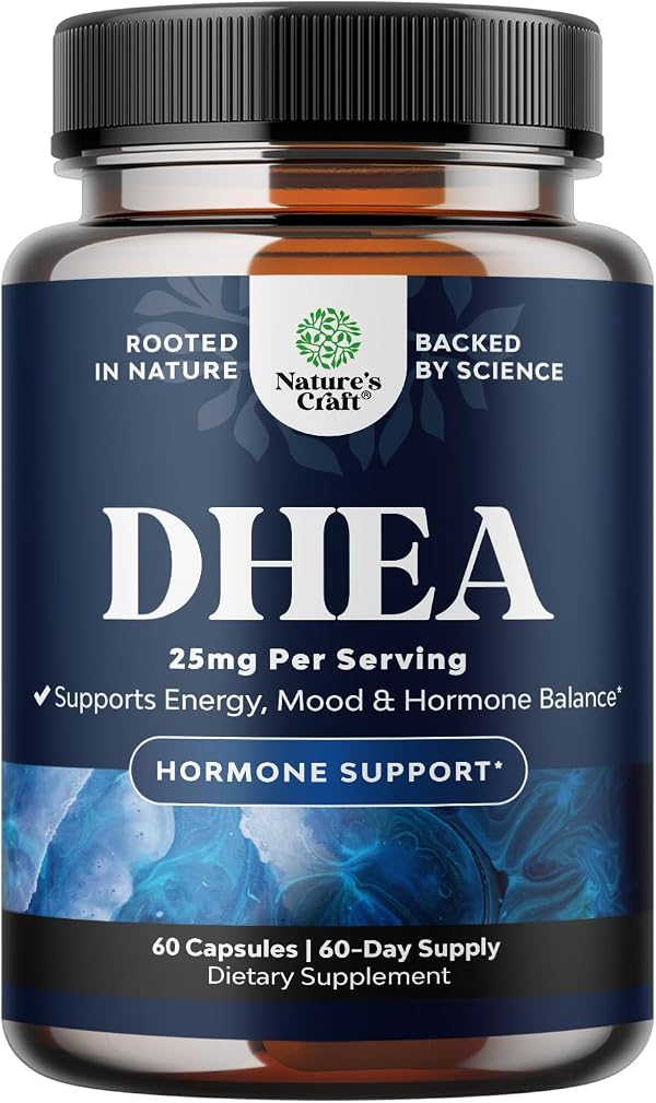 DHEA Supplement for Women & Men - DHEA 25mg per Serving Capsules for Hormone Balance - Promotes Mood Stability Healthy Brain Function & Energy - Dehydroepiandrosterone Capsules - 60 Count