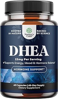 DHEA Supplement for Women & Men - Pure DHEA 25mg for Hormone Balance, Improves Mood Stability, Brain Function, Immune System, Energy & Fertility - Dehydroepiandrosterone Capsules for Adults - 60 Ct