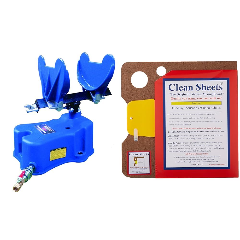 Astro Pneumatic - Air Operated Paint Shaker (4550A) & Clean Sheets - CLN-CS100 Superior Mixing Pad (12x12) - 100 Disposable Sheets FOR Toughest Job, Clear