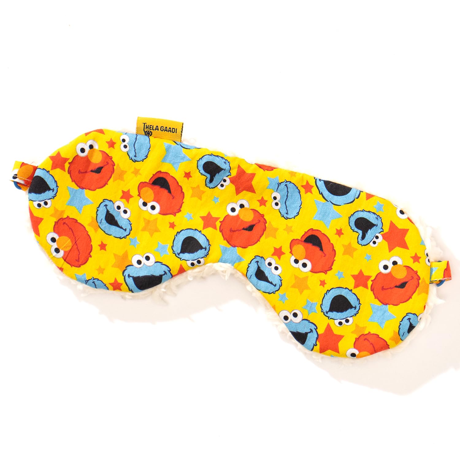 THELA GAADI Premium Printed Eye Mask for Sleeping | Super Soft, Cotton Blindfolds with Adjustable Strap | Breathable Night Eye Cover for Traveling & Home (Sesame Street: Elmo & Cookie Monster)