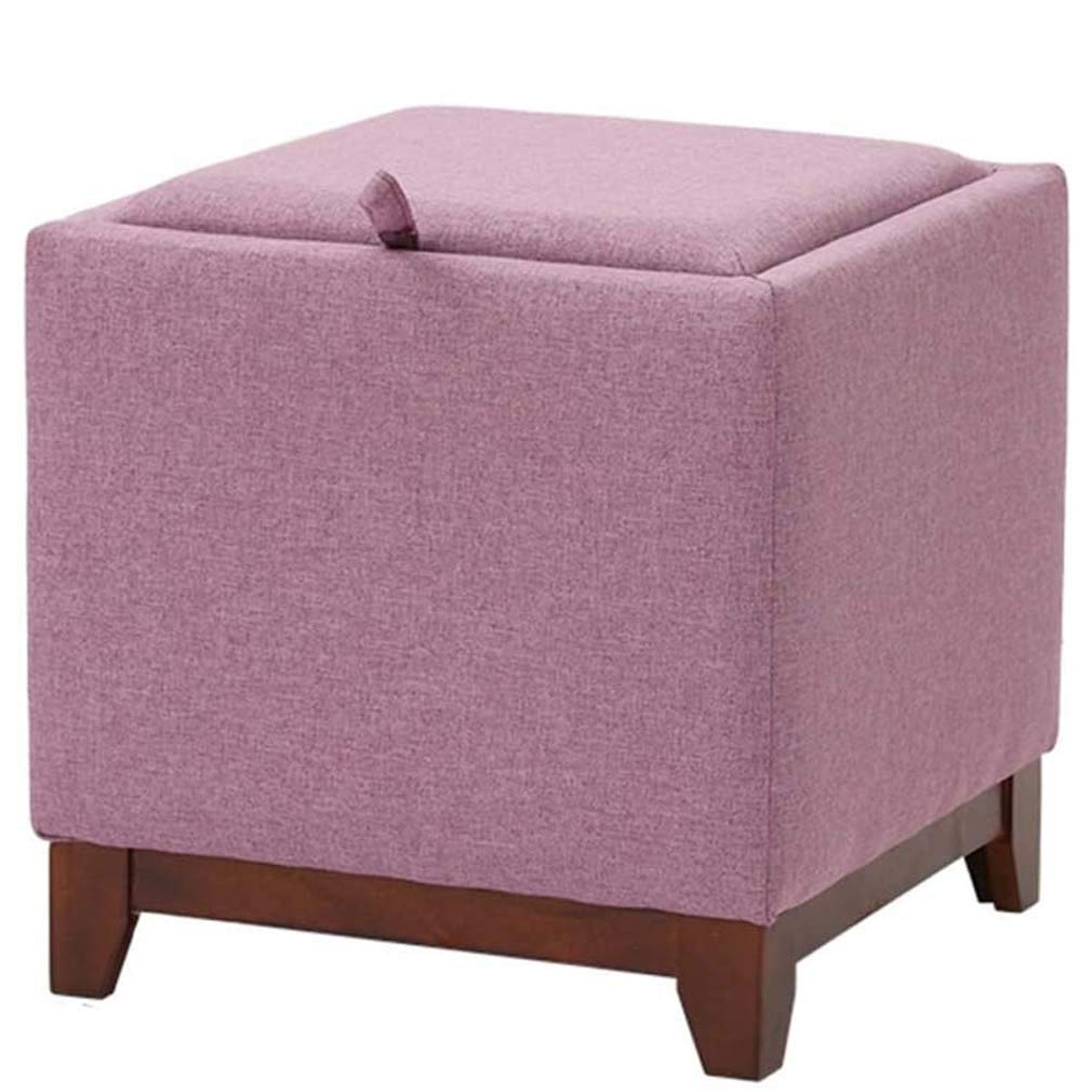 Repose-pieds avec rangement violet en bois massif pour salon
