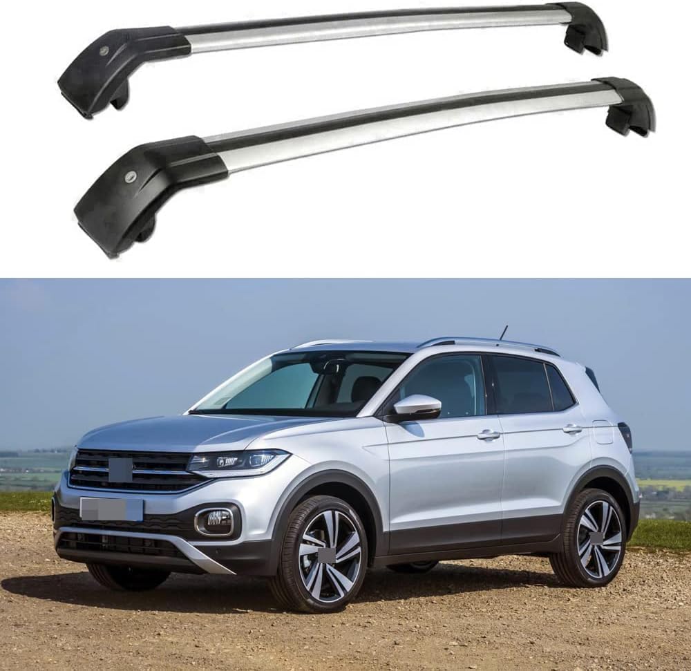 DRYFAL 2 Stück Auto Dachträger Für VW T-Cross 2019 2020 2021 2022 2023, Fahrradträger, Dachboxen Oder Als Skihalter Für Offene Dachrelinge, Auto Zubehör Auto & Motorrad